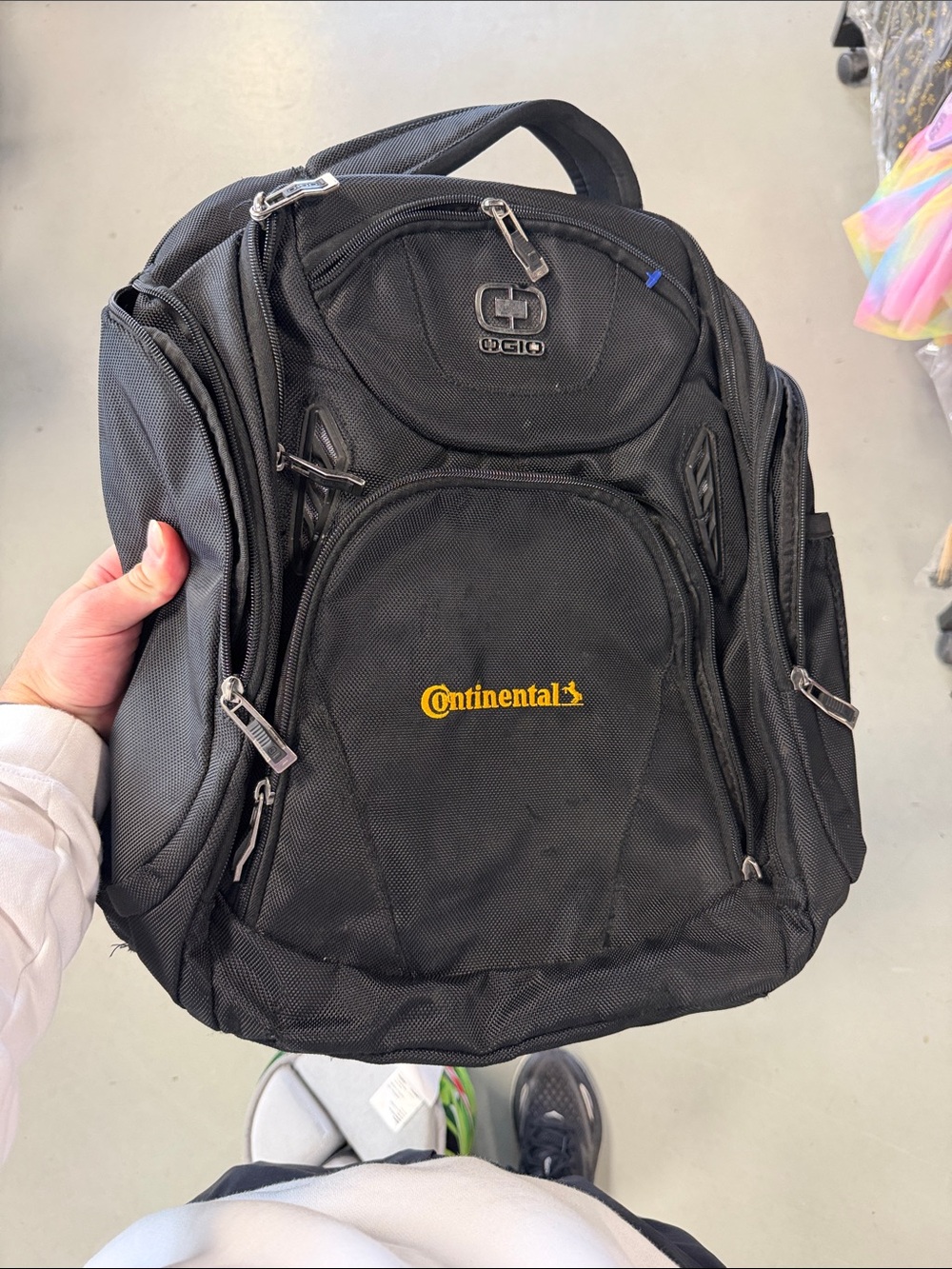 OGIO Black Men’s Backpack with Yellow Continental Logo